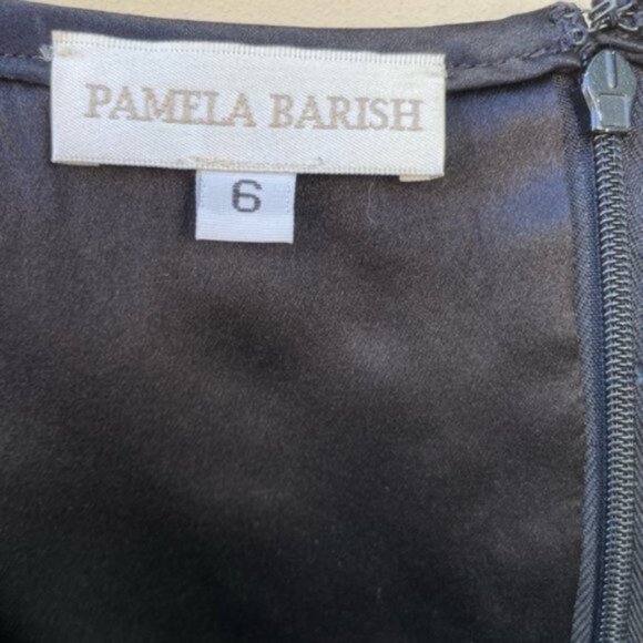 Pamela Barish Black & Green Scallop Tulle & Lace Pencil Skirt Sz 6 - Picture 4 of 6